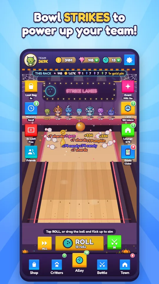 Bowling on the Strike Lane with your team cheering on the bench